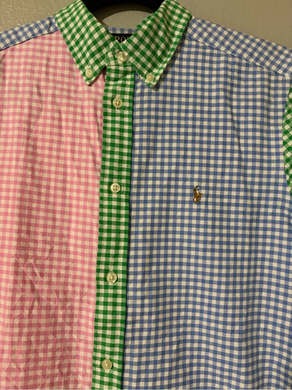 Ralph Lauren Colorblock Gingham Short-Sleeve Shirt  Youth Boy - Pink/Blue/Green
